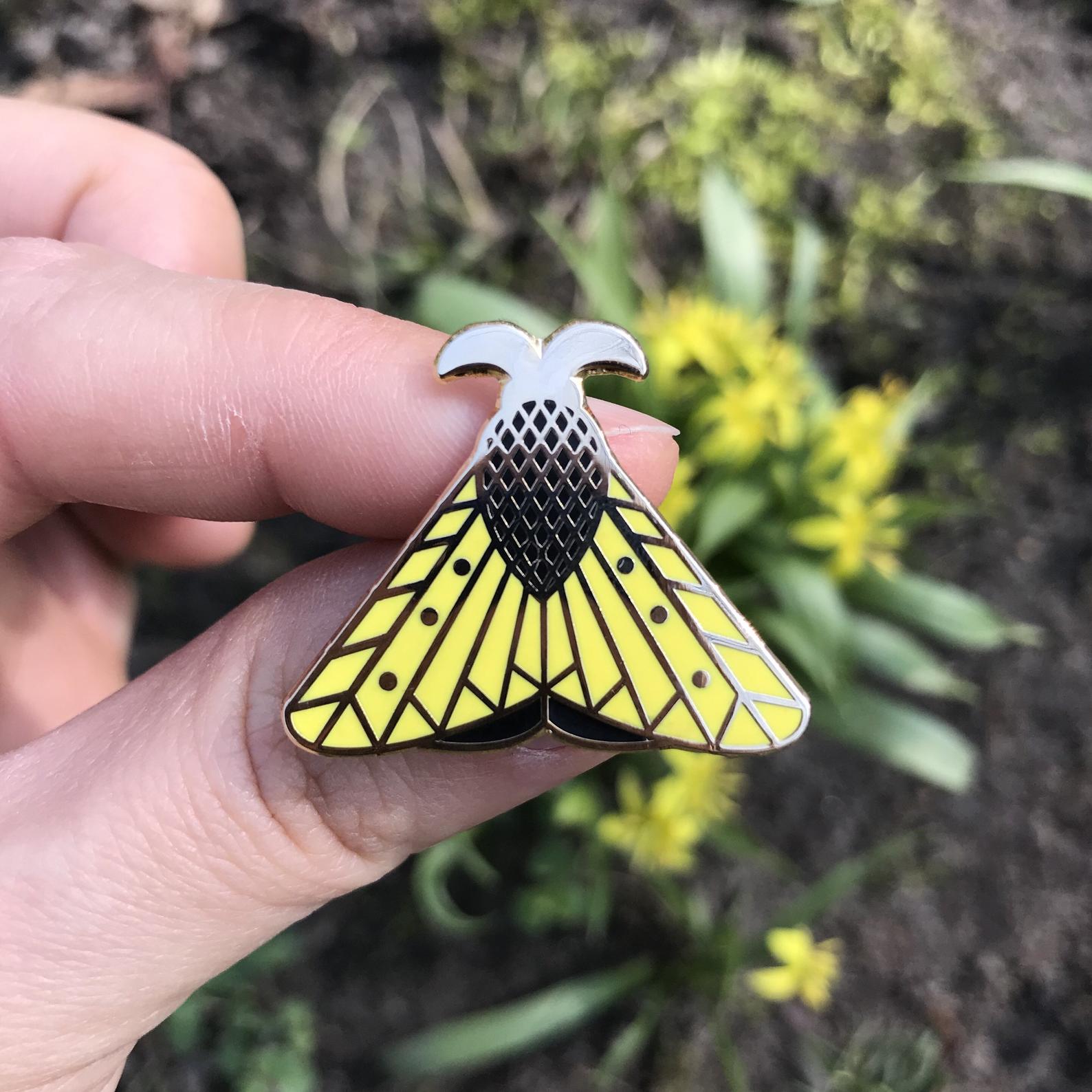Moth hard enamel pin - yellow