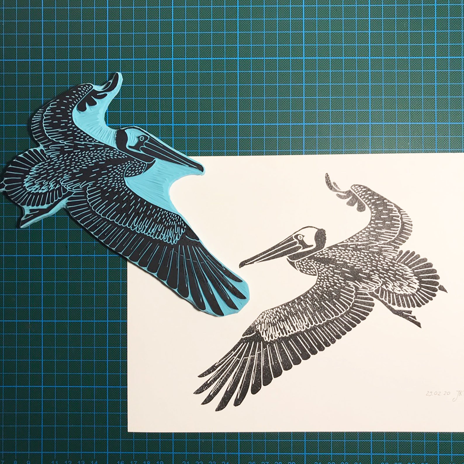 Handmade pelican print